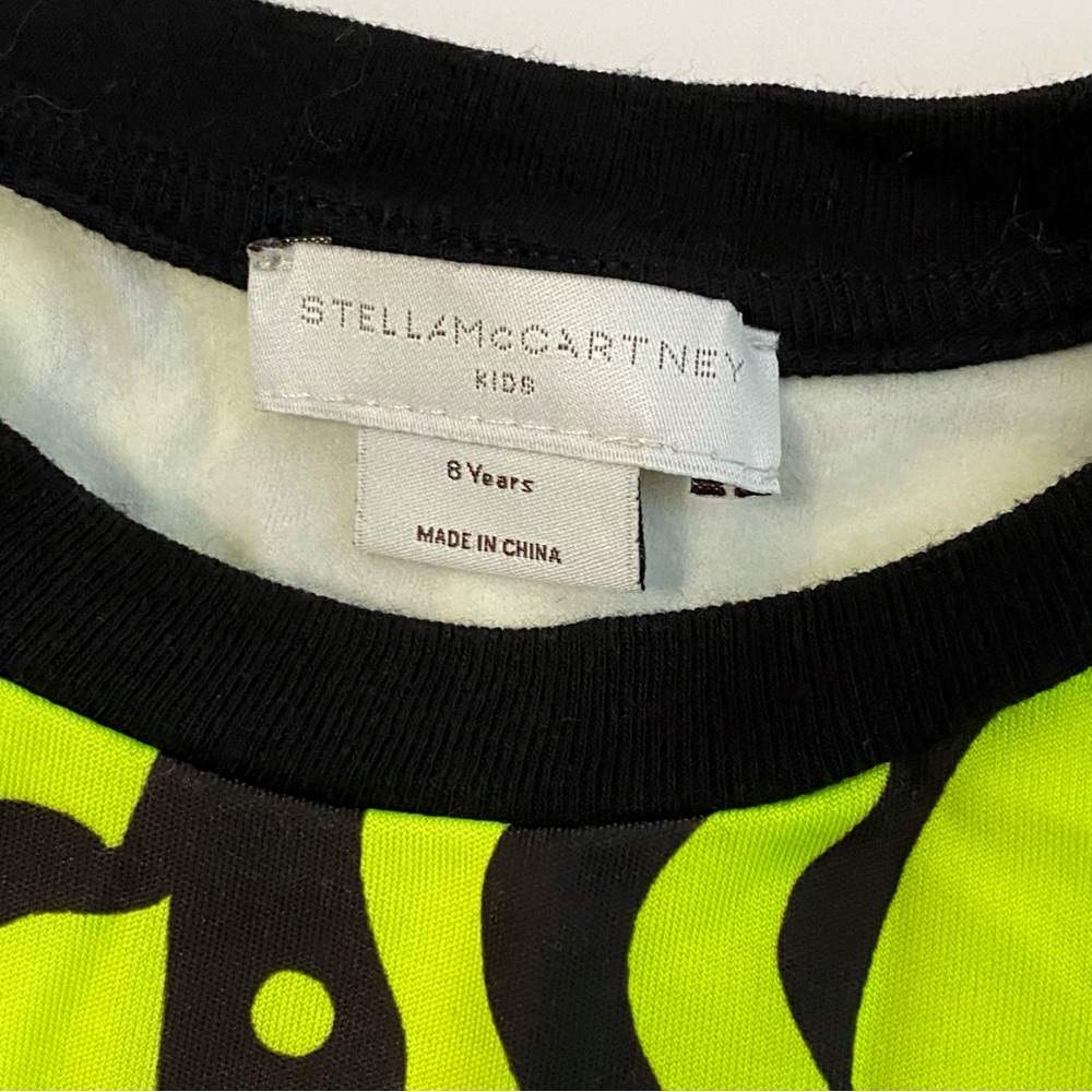 STELLA MCCARTNEY KIDS BLACK YELLOW LOGO PRINT JERSEY TOP PANTS tracksuit SET - Picture 8 of 12